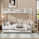 preview thumbnail 1 of 12, White Twin over Full Metal Bunk Bed with Trundle and Storage Ladder White
