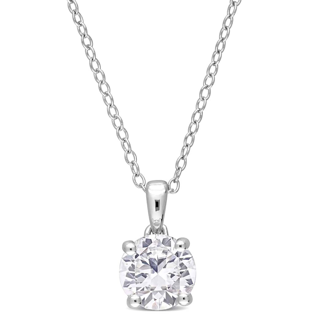 Miadora Created White Sapphire Solitaire Birthstone Necklace in Sterling Silver