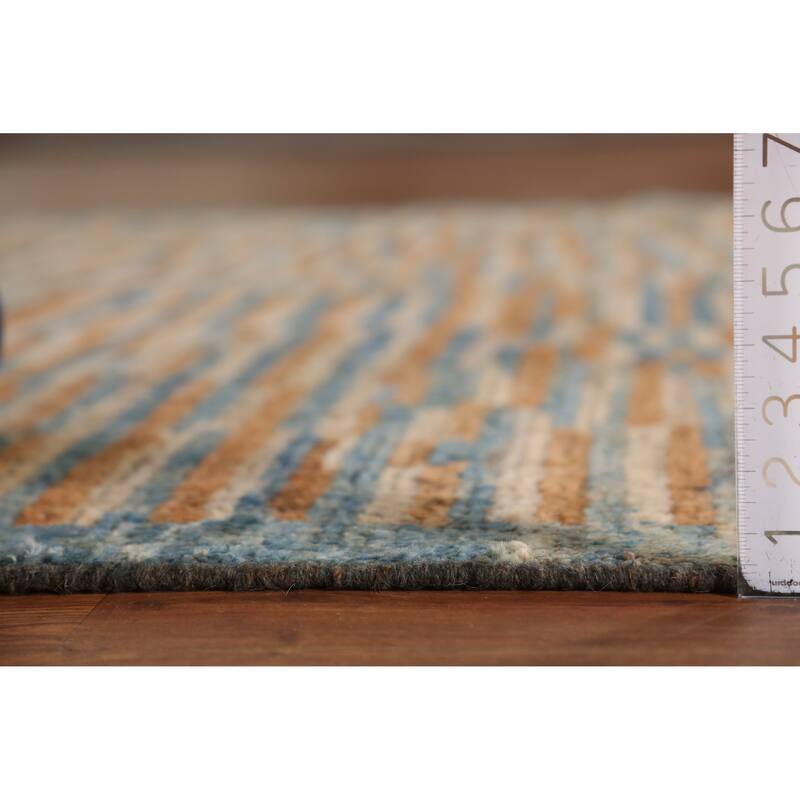 Striped Moroccan Oriental Area Rug Handmade Wool Carpet - 6'9" x 9'9"