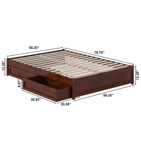 dimension image slide 8 of 20, Barcelona Panel Platform Bed with Storage Drawers