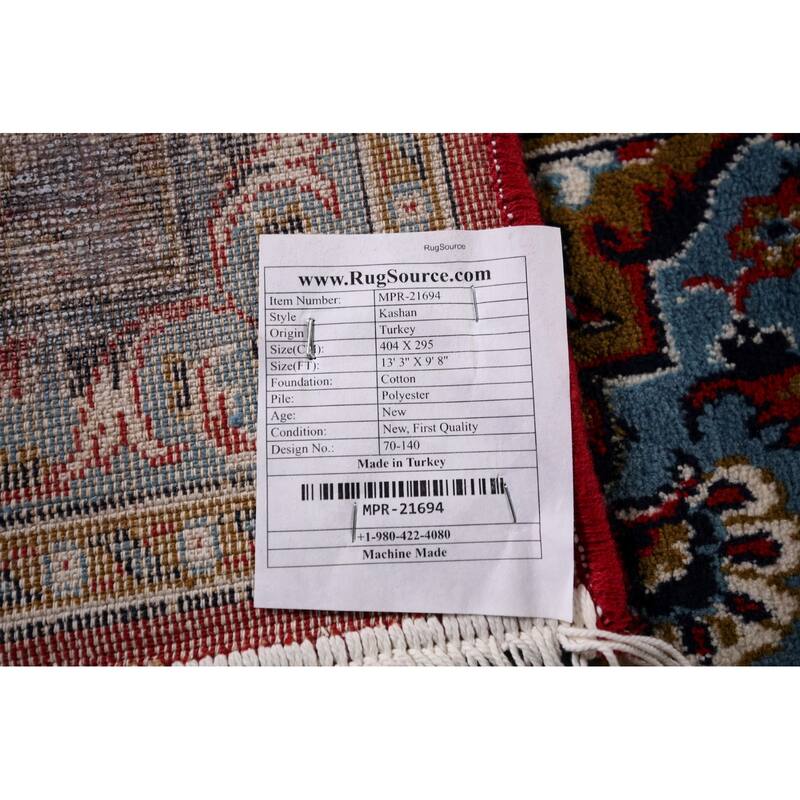 Floral Kashan Turkish Rug Oriental Machine-Made Carpet - 9'8" x 13'3"