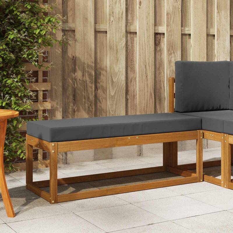 vidaXL Stool Bench Natural and Anthracite 16.93 x 16.93 x 14.57 in - Natural and anthracite-Open leg area