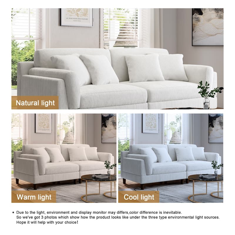 90" Corduroy Sectional Sofa Lounge Sleeper Sofa