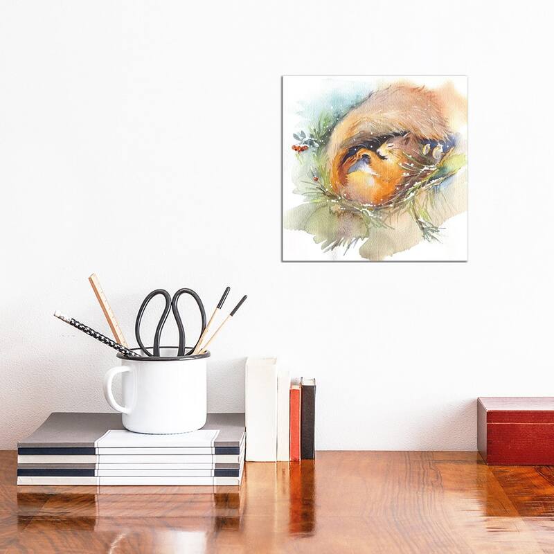 iCanvas "Sleeping Squirrel" by Marina Ignatova Canvas Print - 12x12x0.75