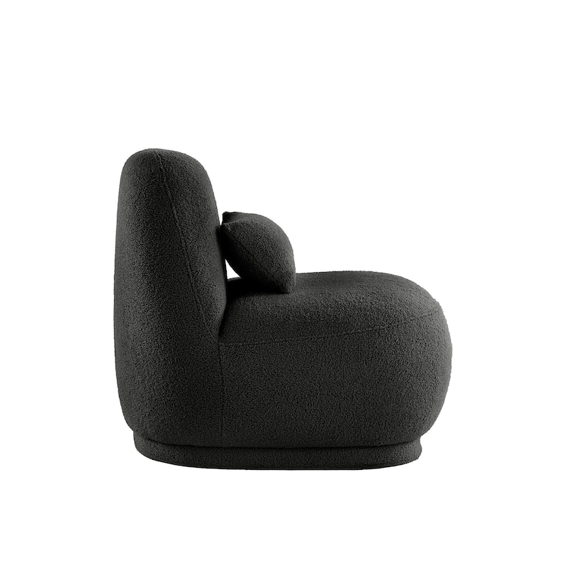 Willits Boucle Lounge Chair with Rounded Design and Lumbar Pillow by iNSPIRE Q Modern