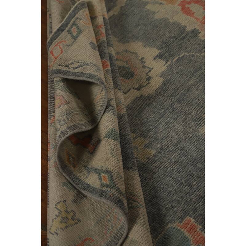Hand Knotted Oriental 100% Wool Carpet Transitional All-Over Greys & Charcoal Oushak Area Rug - 12' 8'' X 8' 7''