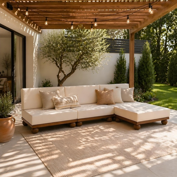 Christopher Knight Home Dulcie 4 Piece Outdoor Acacia Wood L Shape