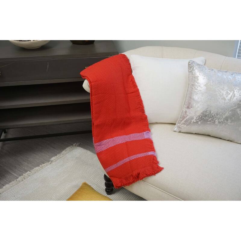 Home&Manor Handcrafted Wool & Cotton Throw Blanket On Sale Bed Bath