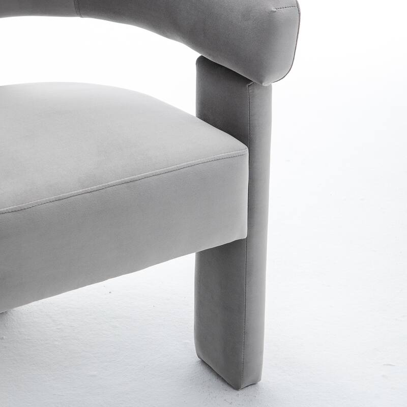 SEYNAR Modern Velvet Accent Chair, Upholstered Barrel Armchair with Curved Back and Thickened Padded Seat