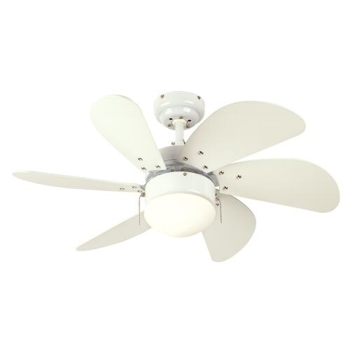 Westinghouse 7814565 Turbo Swirl 30" 6 Blade Hanging Indoor Ceiling Fan with Reversible Motor, Blades, Light Kit, and Down Rod
