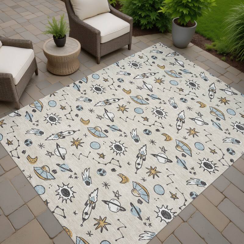 Machine Washable Indoor/ Outdoor Spaceship Chantille Rug