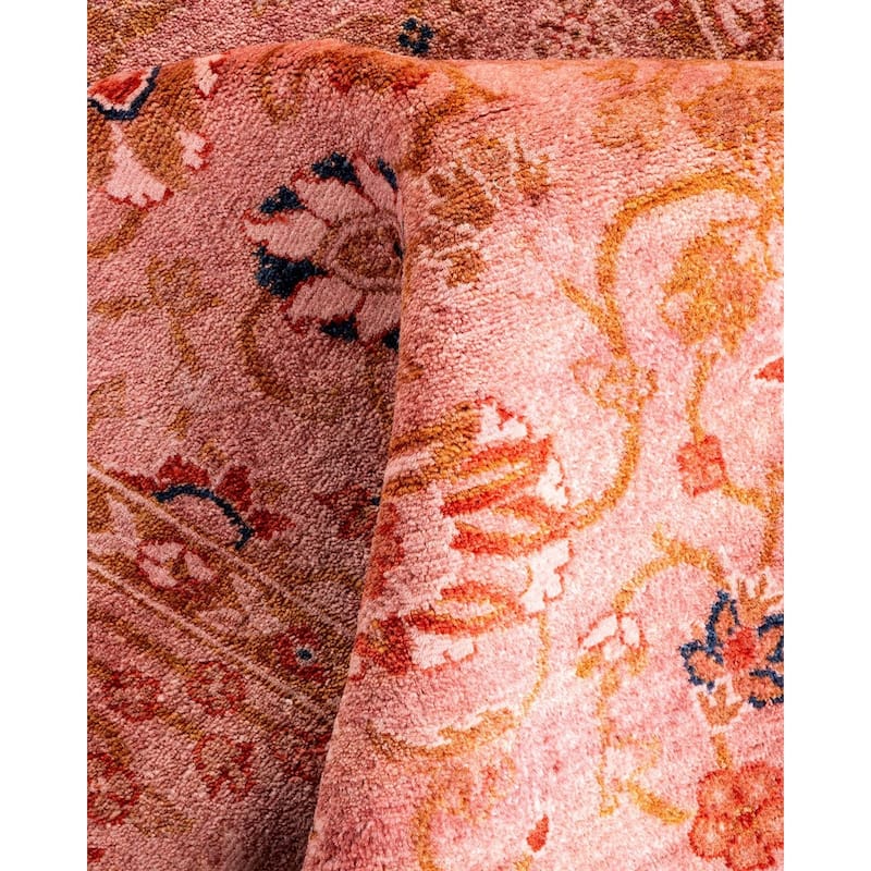 Overton Hand Knotted Wool Vintage Inspired Modern Contemporary Overdyed Pink Area Rug - 3' 1" x 5' 7"