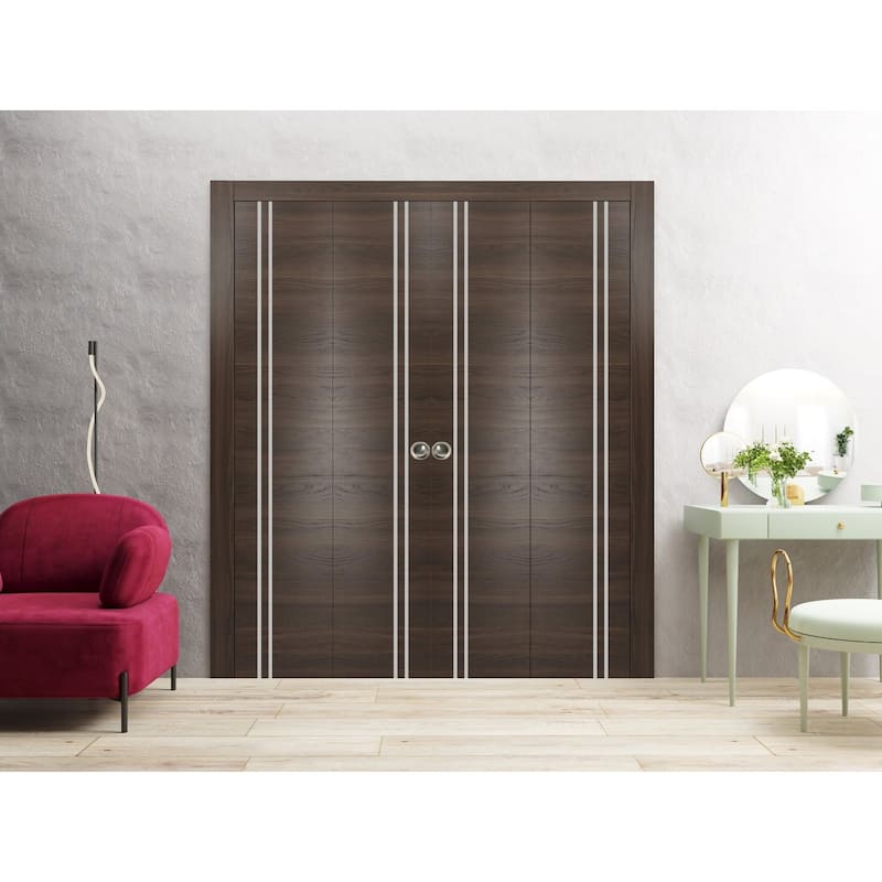 Double Bi-fold Doors Planum 0310 Chocolate Ash with Sturdy Tracks