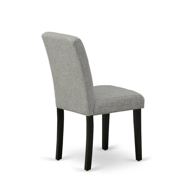 East West Furniture Dining Set- a Dining Table and Shitake Linen Fabric Chairs, Black(Pieces Options)