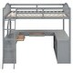 preview thumbnail 10 of 13, Full Size Wooden Loft Bed with U-shaped Desk and Tri-fold Mirror