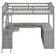 preview thumbnail 9 of 52, Wooden Full Loft Bed with U-shaped Desk,Storage Compartments and Tri-fold Mirror