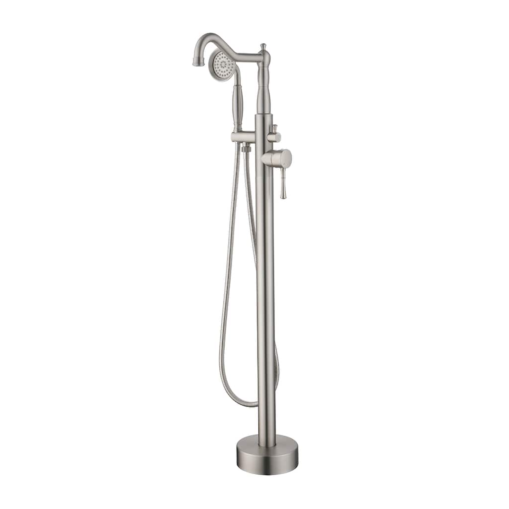Classic American Style Freestanding Tub Filler Faucet with Swivel Spout & Hand Shower, Brass Body, cUPC Valve, 2.5 GPM
