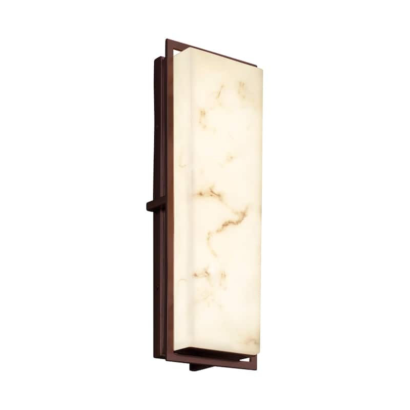 Justice Design LumenAria Avalon Dark Bronze ADA LED Large Outdoor Wall Sconce, Faux Alabaster Shade