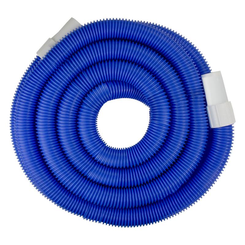 21' x 1.25" Blue Blow Molded Swimming Pool Vacuum Hose Swivel Cuffs