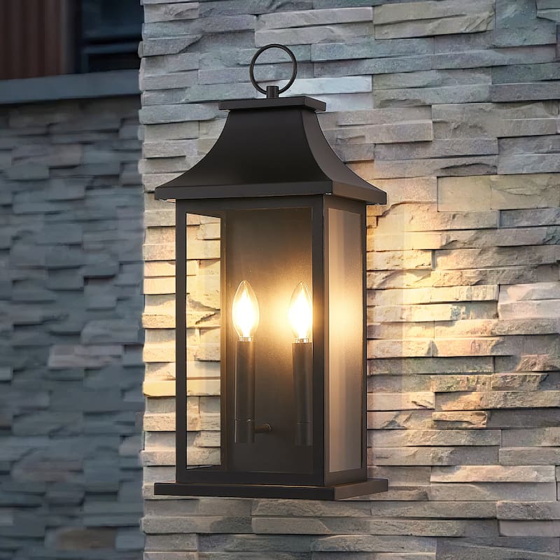 Outdoor Black Wall Lantern Sconce Light