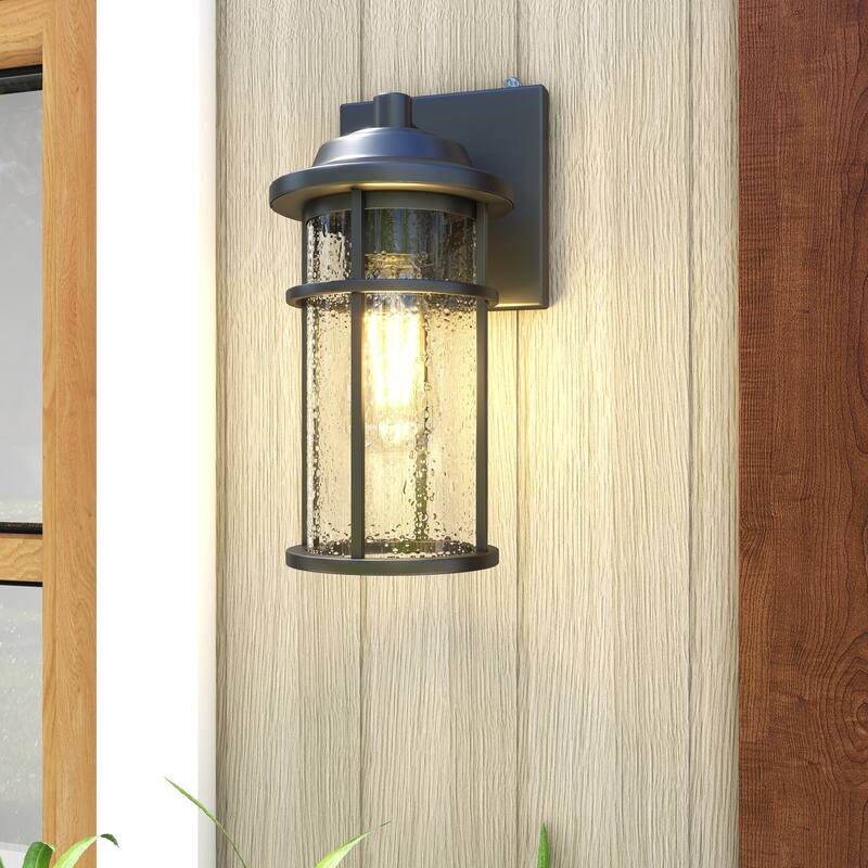2 Pack 1-Light Black Dusk-to-Dawn Outdoor Wall Light