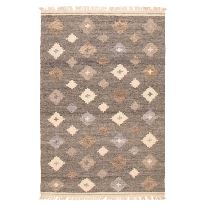 Ankara FW Grey Kilim 5'1" x 7'9" - 5'1 x 7'9 - Dark Grey - 5'1 x 7'9