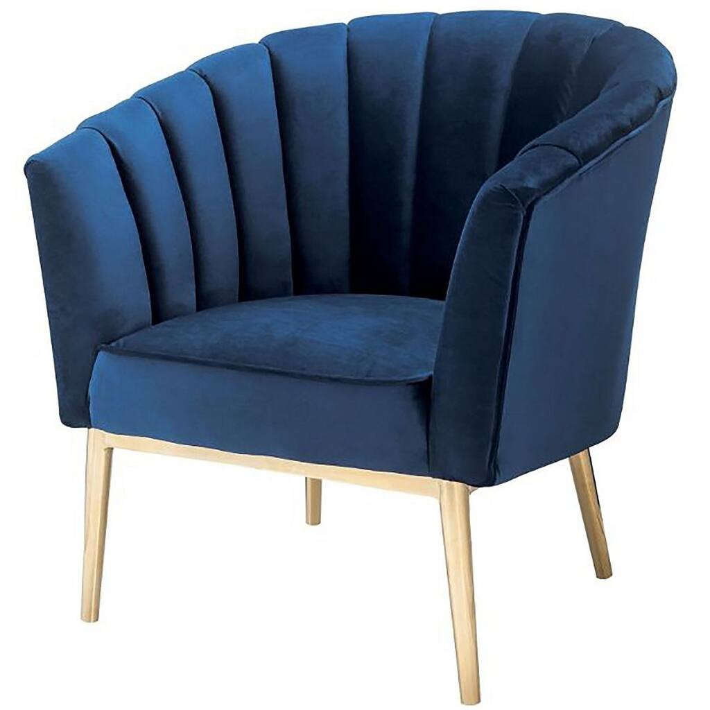 Midnight Blue Velvet & Gold Accent Chair