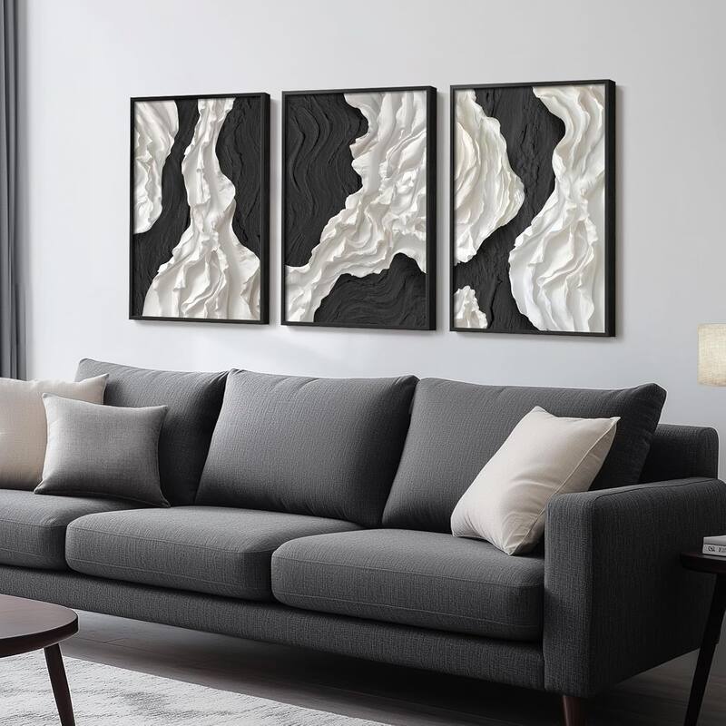 Framed Black and White Abstract Wall Art