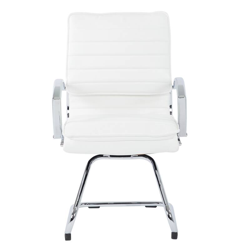 Guest Professional Faux Leather Chair with Chrome Sled Base and Removable Sleeves