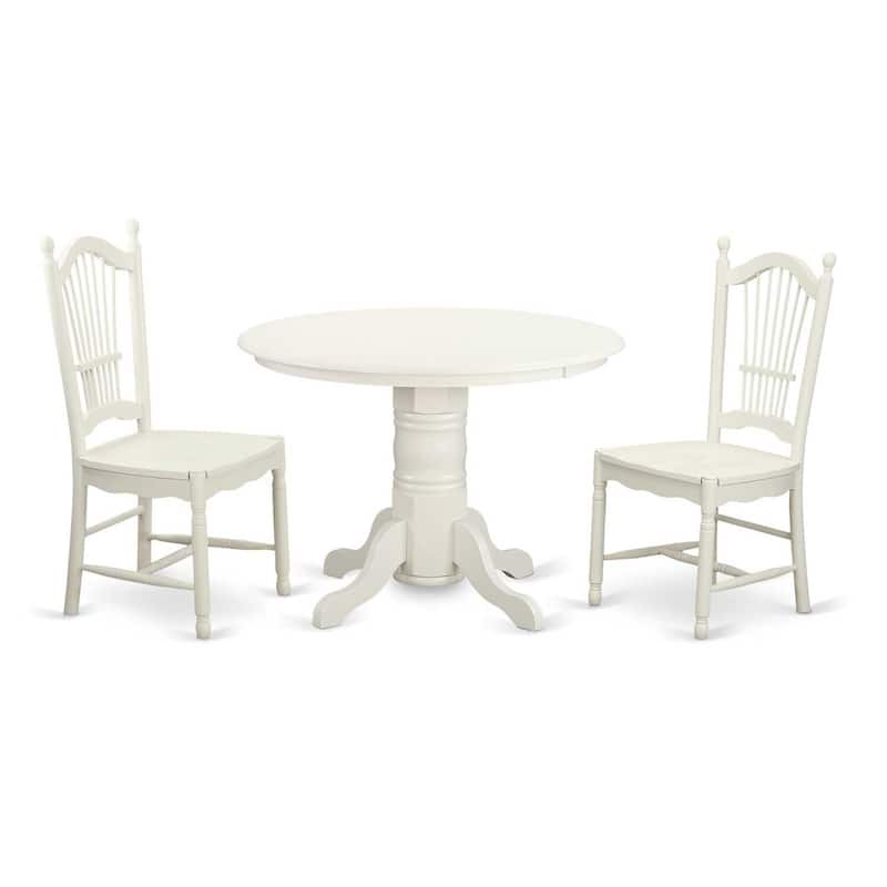 HomeStock 3-Pc Buttermilk and Cherry Solid Wood Top - Dining Room Set - Seats 4