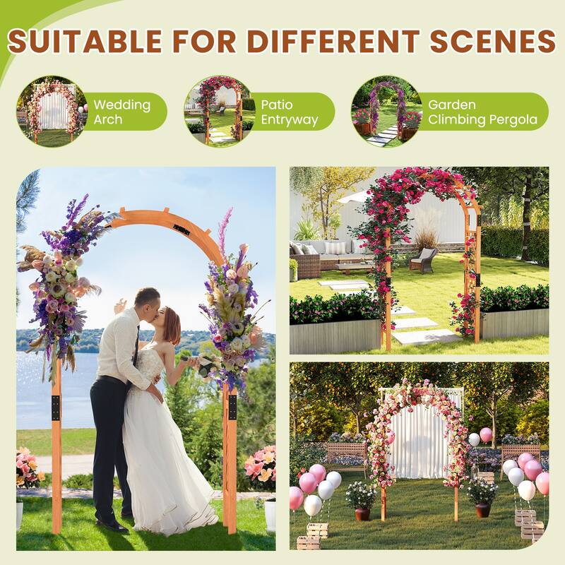 Gymax 7.7 FT Garden Arch Wooden Arbor Outdoor Wood Trellis for