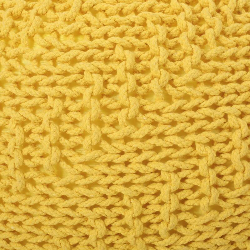 Cotton Round Pouf，Siutable For Your Living Room, Bedroom Or Entryway - Yellow - Large