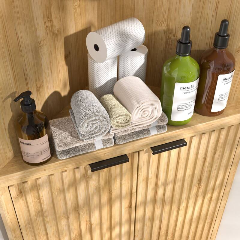 VEIKOUS Wooden Corner Cabinet for Bathroom, Kitchen, Living Room, Anti-Tipping Design