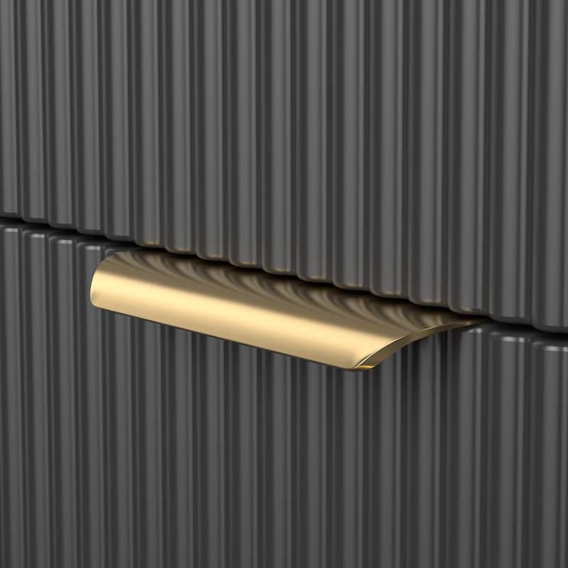 Meyreso Modern Boho Wave Wood Dresser, Wide Storage Cabinet