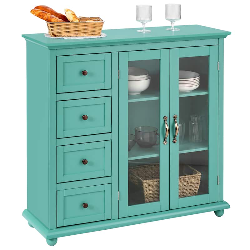 Costway Buffet Sideboard Table Kitchen Storage Cabinet w/ Drawers & - Green