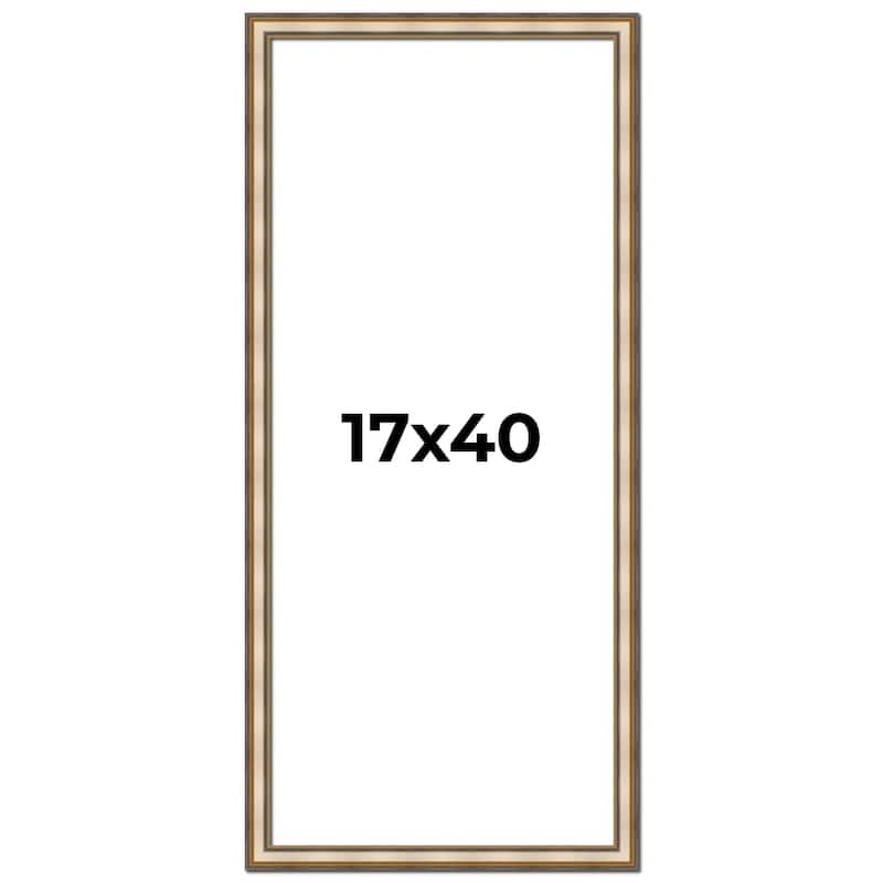 17x40 Frame Gold Solid Wood Shadow Box Width 1.5 Inches | Interior Frame Depth 2 3/8 Inches