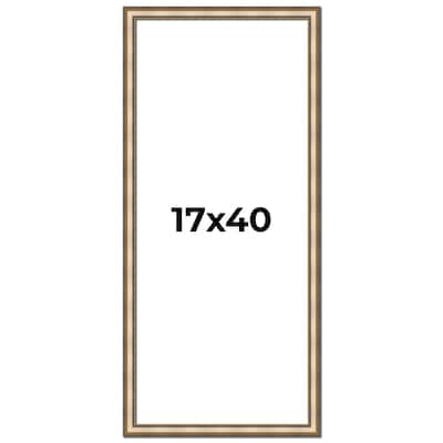 17x40 Frame Gold Solid Wood Shadow Box Width 1.5 Inches | Interior Frame Depth 2 3/8 Inches