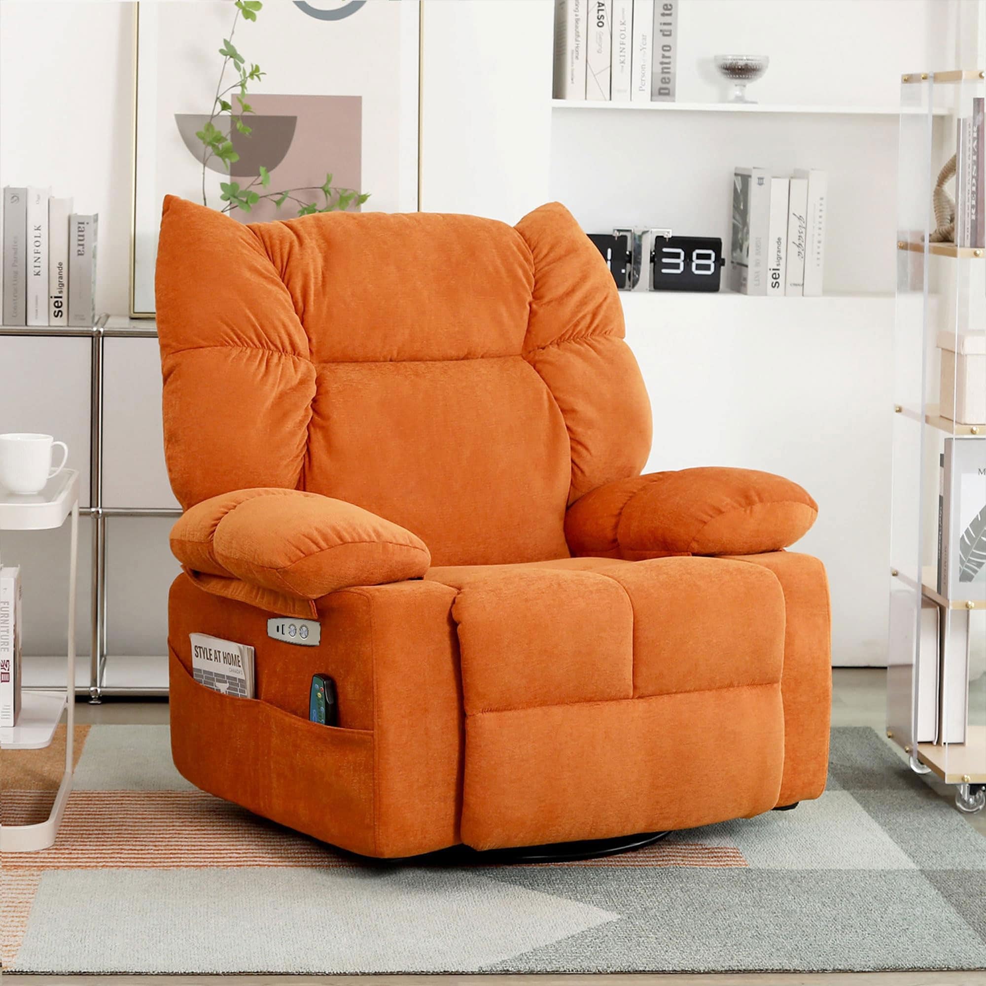 XINMICS Swivel Recliner Chair, Glider Rocking Power Recliner with