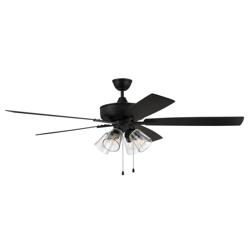 Craftmade Super Pro 60" 5 Blade LED Ceiling Fan - 28 Watts - Flat Black / Greywood