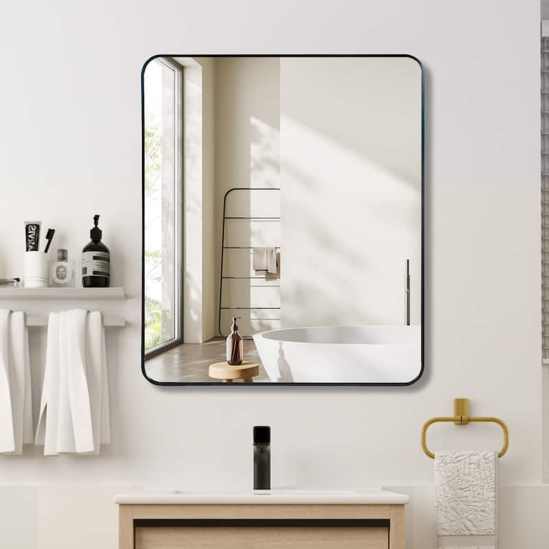 Bathroom Mirror for Over Sink Wall Mirror Metal Frame Rounded Rectangular Vanity Mirrors for Bedroom Living Room Entryway Decor