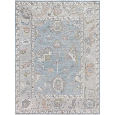 Oushak One-of-a-Kind Hand-Knotted Area Rug - Blue - 9' 2" x 12' 0"