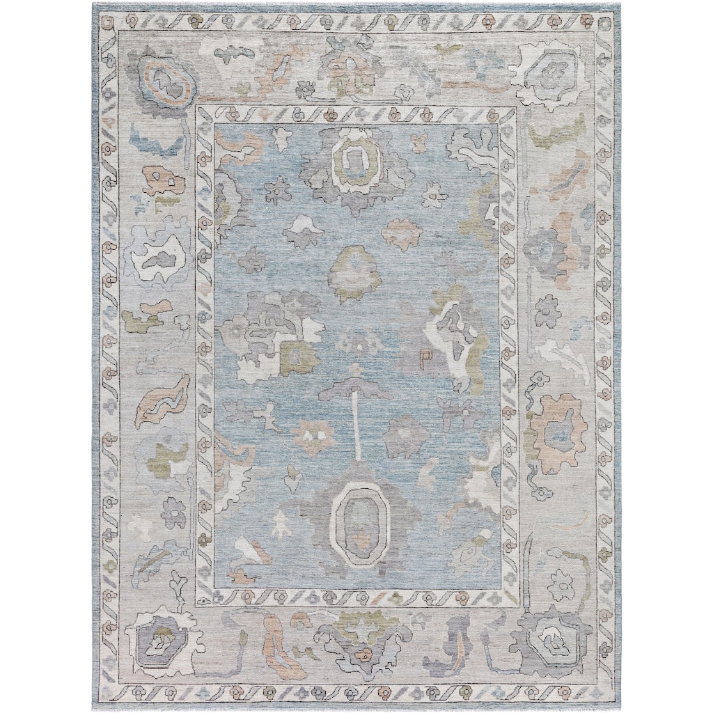 Oushak One-of-a-Kind Hand-Knotted Area Rug - Blue - 9' 2" x 12' 0"
