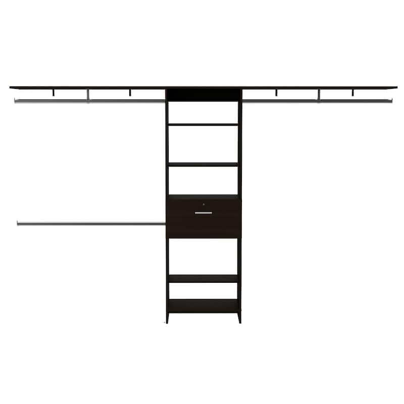 FM Furniture Broncos Closet with 3 Rods, 5 Shelves, and Drawer