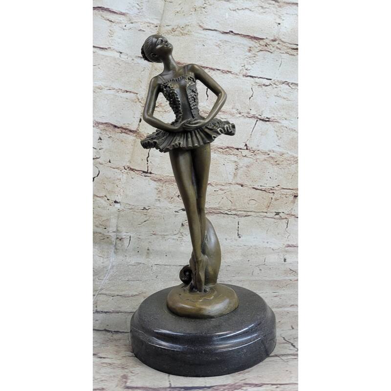 Art Deco Hot Cast Bronze Graceful Ballerina Ballet Statue Sculpture Gift Decor