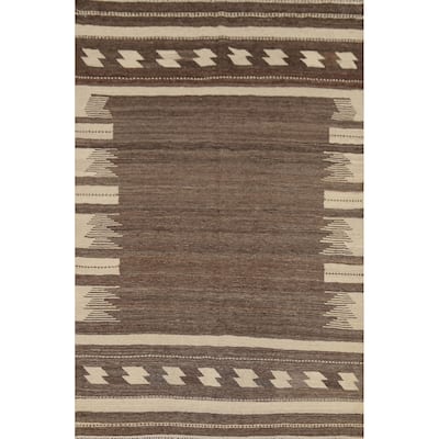 Nomadic Flat Weave Kilim Persian Area Rug Hand-Knotted Wool Carpet - 5'5"x 8'1"