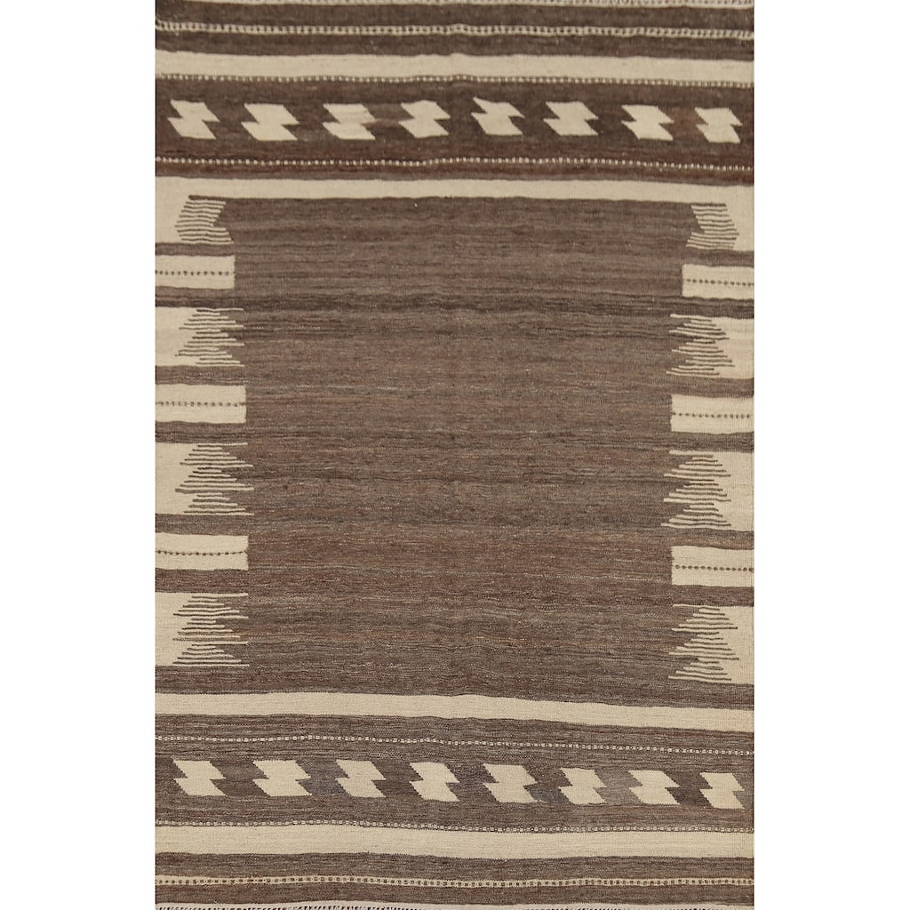 Nomadic Flat Weave Kilim Persian Area Rug Hand-Knotted Wool Carpet - 5'5"x 8'1"