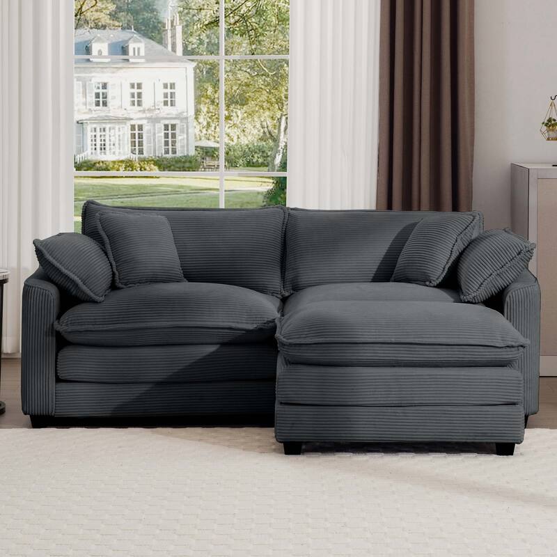 2-Seater Corduroy Sofa with Footrest, Comfortable and Stylish for Small Spaces