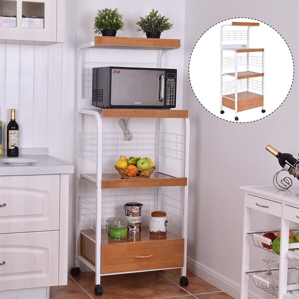 Costway 62'' Bakers Rack Microwave Stand Rolling Kitchen ...