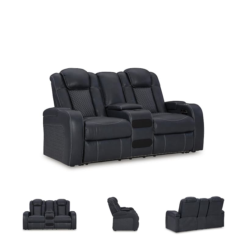 Signature Design by Ashley Fyne-Dyme Power Reclining Loveseat with Console - 74"W x 43"D x 43"H