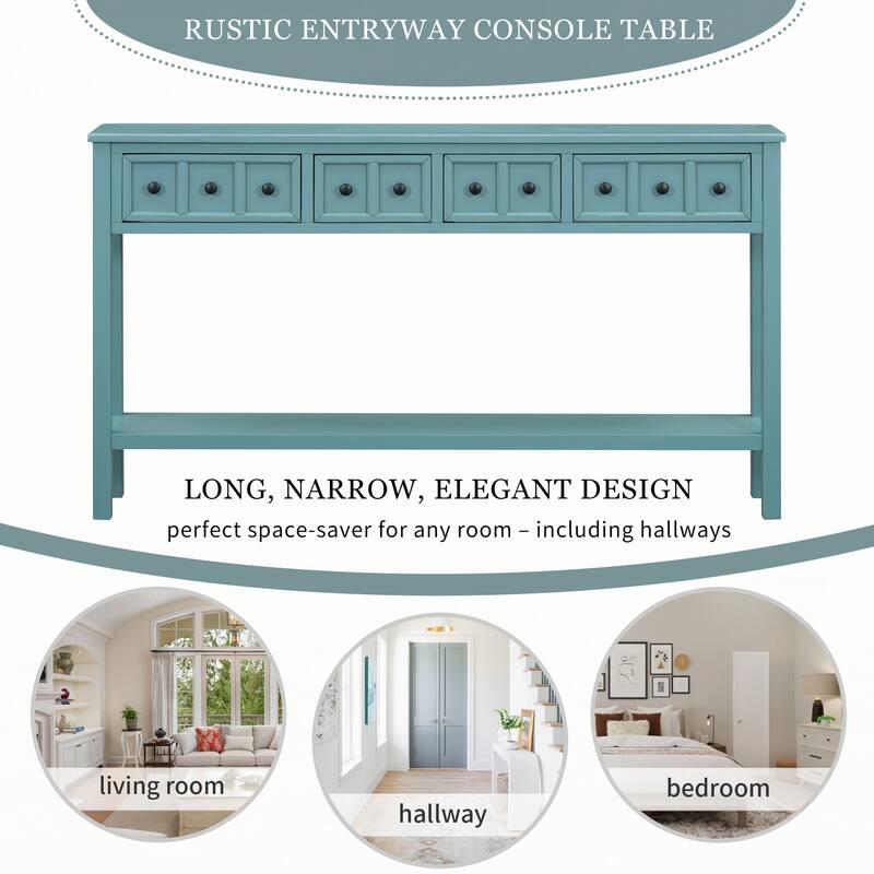 Rustic Entryway Console Table(Turquoise Green)